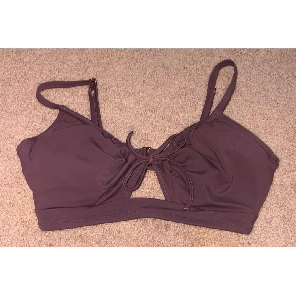 Women's Purple Ruched Halter Bikini Top